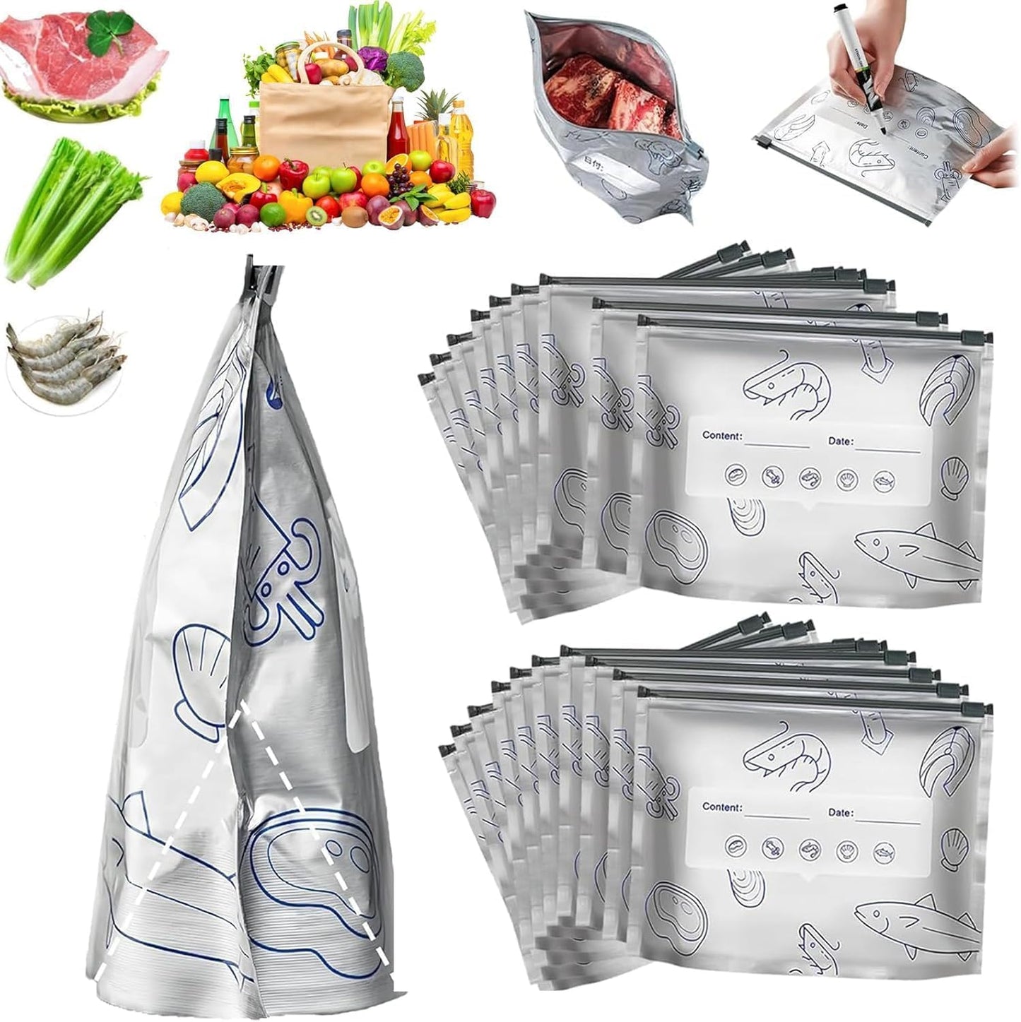 Reusable Aluminum Food Storage Bag (Pack of 10)